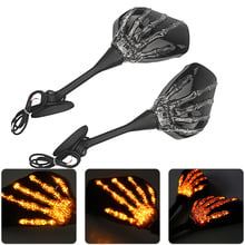 Espejos retrovisores laterales LED para motocicleta, señal de giro, patrón de mano de Calavera, para Honda CBR 600, 1000 RR, CBR 250, 500, 300 R 2024 - compra barato