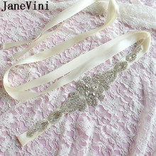JaneVini Cristais Sparkly Strass Cintos De Noiva para Vestido de Noiva Branco Marfim Fita Faixa de Cetim vestido de Dama de honra Senhoras Cinto de Noiva 2024 - compre barato