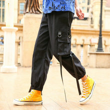 Estilo japonés Multi-Bolsillo moda sólido pantalones Harem de los hombres cintas Hip Hop otoño Casual Cargo Pantalones Hombre Jogger pantalones 2024 - compra barato