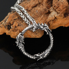 Nordic Viking amulet drgon dreki Scandinavian Jormungand Knot Necklace stainless steel with valknut rune gift bag 2024 - buy cheap