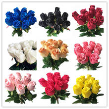 Flores artificiales naturales de PU para boda, rosas rojas, blancas, amarillas, púrpuras, para casa de fiesta 2024 - compra barato