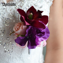 Свадебный браслет Kyunovia для выпускного вечера, корсажный браслет для невесты, цветок для жениха, подружки невесты, бутоньерка для жениха, свадебная бутоньерка, 14 2024 - купить недорого