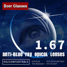 1.67 Anti-Blue Ray Single Vision Aspheric Optical Lenses Prescription Spectacles Eyewear Vision Degree Lens for Eyeglasses Frame 2024 - buy cheap