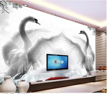 3d mural designs Chinese murals wallpaper Swan ink TV background wallpaper 3d mural wallpaper Home Decoration 2024 - buy cheap