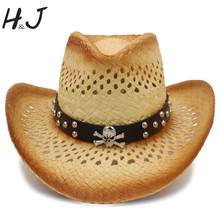 Women Men Western Cowboy Hat With Punk Shantou Leather Band For Lady Gentleman Beach Sun Sombrero Cowgirl Hat Size 58CM A0137 2024 - buy cheap
