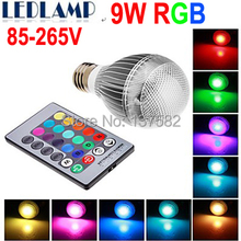 LED RGB Bulb Free shipping E27 RGB LED BULB 9W AC 85-265V led Bulb Lamp with Remote Control multiple colour led lighting 2024 - buy cheap
