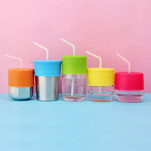 Color Silicone Sippy Cup Lids Straw Spill Proof Cup Cover for Water Bottle Mason Jar Baby Toddler BPA Free 10pcs/lot DEC415 2024 - buy cheap