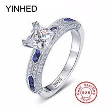 YINHED Luxury Princess Cut 1 Carat CZ Diamant Wedding Ring Set Solid 925 Sterling Silver Baroque Ring Women Jewelry R219 2024 - buy cheap