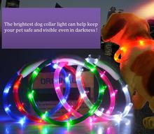 Collar de luz LED para perro, luz recargable por USB, collares brillantes luminosos para mascotas, collares de carga nocturna, anillo de luz Flash USB 2024 - compra barato