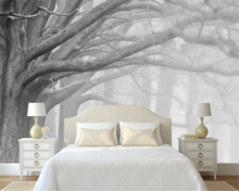 Beibehand-papel de parede 3d, sala de estar, quarto, murais, moderno, preto e branco, floresta, árvore, arte da tv, paredes 3 d 2024 - compre barato