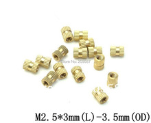 100pcs Brass Knurl Nuts M2.5*3mm(L)-3.5mm(OD) Metric Threaded insert 2024 - buy cheap