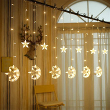 138 led lua estrela luz da corda plug in fada natal janela cortinas de luz 8 modos para festa, casamento, férias, casa decoração