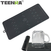 TEENRA Large Silicone Dish Drying Mat Heating kitchen Drain Mat Silicone Table Placemat Deep Grooves Cup Drying Mat Tableware 2024 - buy cheap