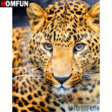 HOMFUN-pintura de diamante 5D DIY "Animal leopardo", cuadrados o redondos de imitación bordado de diamantes, estilo punto de cruz 3D, decoración del hogar, A20159 2024 - compra barato