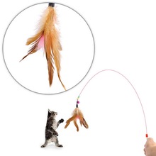 Котенок кошка игрушка для домашнего животного провод Chaser палочка-Дразнилка перо с колокольчиком бусины весело играть 2024 - купить недорого