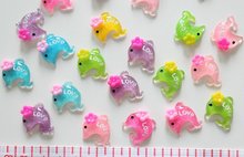 250 pcs Clear Glitter Bling Resin kawaii Love Dolphin cabochons 20x18mm free shipping assorted colors 2024 - buy cheap