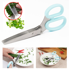 Stainless Steel Shallot Scissors 5 Layer Blade + Clean Brush Onion Cutter Slicer Multi-Function Kitchen Knife Onion Cut Tools 2024 - buy cheap
