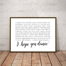 I Hope You Dance Lyrics póster lienzo pintura cuadro de pared blanco y negro letras de canciones arte impresiones en lienzo decoración artística para habitación de niños 2024 - compra barato