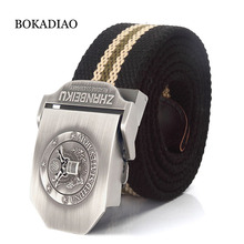 BOKADIAO-cinturón militar de lona para hombres y mujeres, cinturón táctico de lujo con hebilla de Metal, estilo militar, para Vaqueros 2024 - compra barato