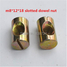 50pcs m8*12*18 steel with yellow zinc slotted furniture barrel nut, m8 dowel nut for beds cribs chairs 2024 - buy cheap