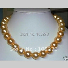 Charming 12MM Golden South Sea Shell Pearl Necklace 18inch Fashion Jewelry Wholesale Girl's Women's Jewelry New Free Shipping 2024 - buy cheap