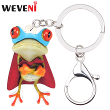 Chaveiros de acrílico weveni, chaveiro com desenho animado de sapo, bijuteria fofa de animal para mulheres e meninas, bolsa para adolescentes, pingente de bolsa para carro 2024 - compre barato