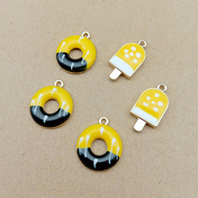 10pcs DIY Gold Alloy Enamel Donut Ice Cream Charms For Bracelet, Metal Pendants Dangle Jewelry Making Findings Components YZ320 2024 - buy cheap