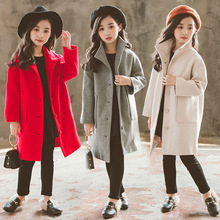 2019 outono inverno meninas casaco de lã moda design longo casaco para meninas crianças outerwear jaqueta rt178 2024 - compre barato