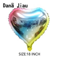 DanaJiau-Globo de fiesta de cumpleaños de 18 pulgadas, Bola de corazón de color degradado, pentagrama, inicio, globo de feliz cumpleaños, rosa, azul, amarillo, decoración, juguete de inflar 2024 - compra barato
