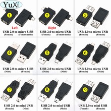 YuXi черный OTG 5pin F/M мини USB Micro USB адаптер конвертер адаптер «Папа-мама» USB 2,0 гаджеты конвертер телефона 2024 - купить недорого