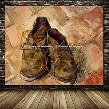 Pintura al óleo sobre lienzo de Vincent Van Gogh, cuadro artístico de pared para decoración del hogar, reproducción a mano, par de zapatos famosos 2024 - compra barato