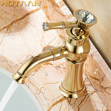 Torneira pia de banheiro dourada com acabamento em ouro, torneira misturadora de bronze com torneira de cerâmica embutida, frete grátis 2024 - compre barato