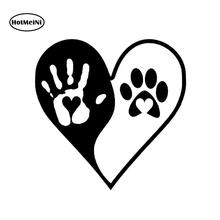 Hotmeini moda coração yin yang mão cão patas impressão decalques de vinil etiqueta do carro para a janela do carro preto/prata acessórios 13*13cm 2024 - compre barato