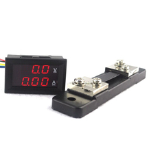 Dc 0-100 v 30a 50a dupla digital voltímetro amperímetro painel com dc 50a/75mv shunt led display vermelho 2024 - compre barato