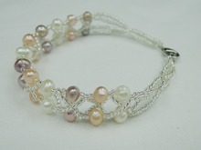 100% nature freshwater pearl fashion bracelet with small crystal beads 2024 - buy cheap