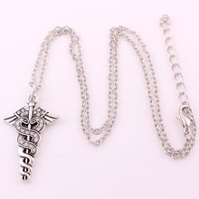 New Arrival Hot Selling Caduceus Medical Symbol Staff with Wings Snakes pendant link chain necklace 2024 - buy cheap