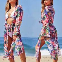 Women Chiffon Tops Kimono Cardigan Floral Printed Long Sleeve Blouse Summer Beach Cover Up Long Tops Boho Loose  Shirts Blusas 2024 - buy cheap