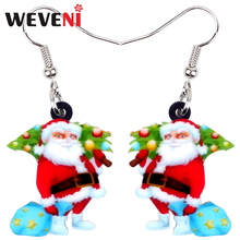 WEVENI Acrylic Christmas Santa Claus Tree Earrings Drop Dangle Navidad Ornaments Jewelry For Women Girls Gift Charms Decorations 2024 - buy cheap