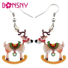Bonsny Acrylic Christmas Deer Elk Gift Doll Earrings Drop Dangle Xmas Decoration Jewelry For Women Girls Teens New Year Party 2024 - buy cheap