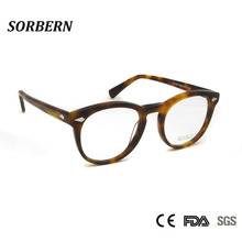 SORBERN Retro Vintage Style Round Eyeglasses Frames Fashion Men Optical Eyewear Male Spectacles Acetate Glasses Clear Lens 2024 - buy cheap