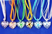 Модные красивые ожерелья-Подвески ручной работы из муранского стекла, 6 шт., смешанные цвета, фантастические прозрачные подвески в форме сердца, ожерелья 2024 - купить недорого