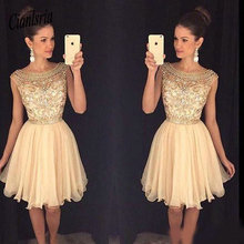 2020 Mini Short Homecoming Dresses with Beads Sheer Neck Graduation Dresses Cheap Cocktail Dress Prom Party Dresses 2024 - buy cheap