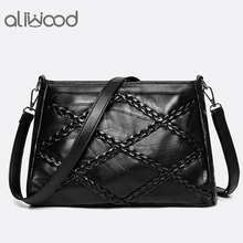 aliwood Genuine Leather Women's Crossbody Bags Ladies Shoulder Messenger Bag Designer Sheepskin Weave Handbags Bolsas Feminina 2024 - buy cheap