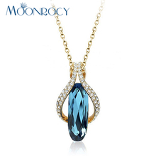 Moonrocy colar de cristal austríaco azul, colar com frete grátis joias para mulheres joias de festa presente 2024 - compre barato