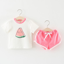 Conjunto de roupas casuais infantis de verão para meninas e meninos, 2 peças, camiseta + shorts, 2018 2024 - compre barato