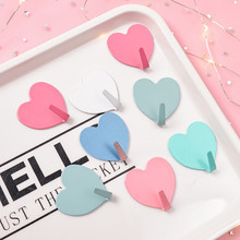 1 Pc Creative Metal Cute Heart-shaped Cute Hook Strong Adhesive Girl Heart Hook No Trace After Paste Door Hook Home Organizer 2024 - buy cheap