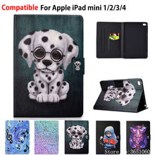 Чехол для Apple iPad Mini 1 2 3 4 7,9 дюйма, умный чехол, чехол для планшета, силиконовый чехол-подставка из искусственной кожи с милым котом и собакой 2024 - купить недорого
