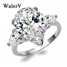 WalerV New For Women Top Quality   Created White Crystal Finger Rings Elegant Brand Jewelry CZ Austrian Crystal Gift 2024 - buy cheap