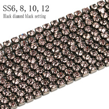 Ss6, 8,10,12 10m todo o tamanho preto diamante strass preto ajuste nupcial vestido cinto de banda, bolo decorativo copo corrente strass 2024 - compre barato