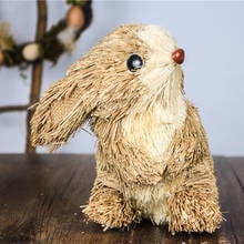 5.9" Sisal Bunny Cute Spring Animal Decorations for Home Happy Easter Rabbit Handmade Straw Decors Pastoral Easter Gift 2024 - buy cheap